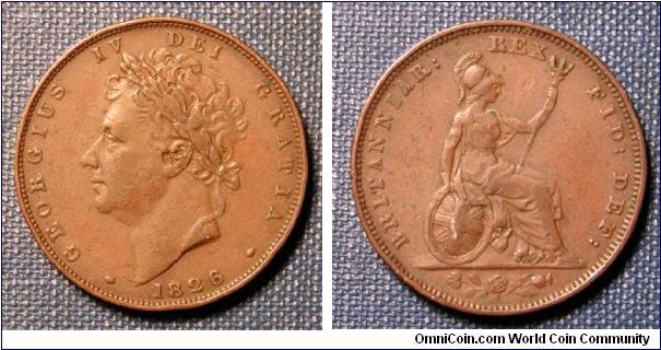 1826 Great Britain Half Penny