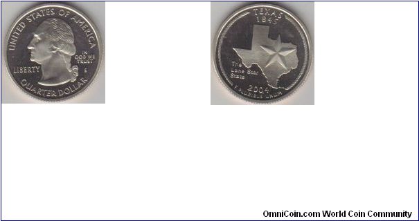 2004 Texas Quarter, S mint proof.