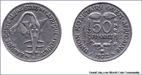 West African States, 50 francs, 1972, Cu-Ni, FAO.                                                                                                                                                                                                                                                                                                                                                                                                                                                                   