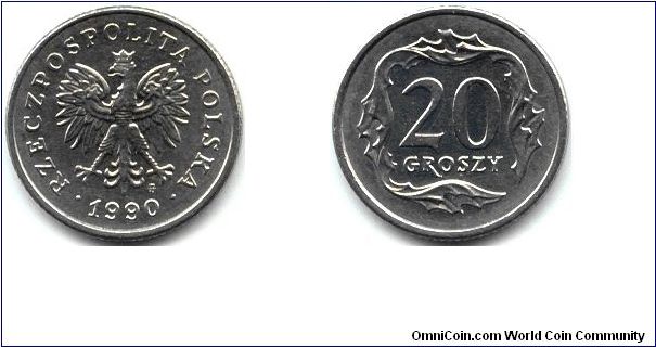 Poland, 20 groszy 1990.