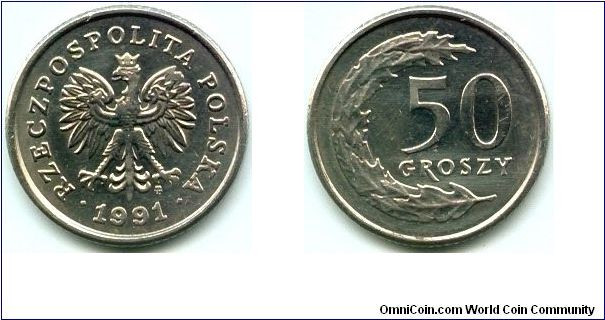 Poland, 50 groszy 1991.