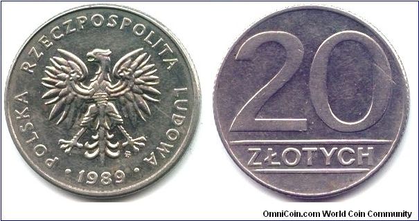 Poland, 20 zlotych 1989.