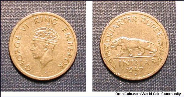 1947 India Quarter Rupee