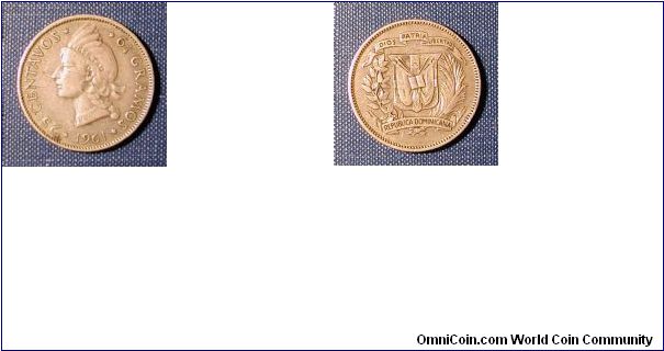 1961 Dominican Republic 25 Centavos