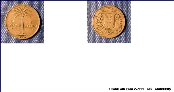 1957 Dominican Republic 1 Centavo