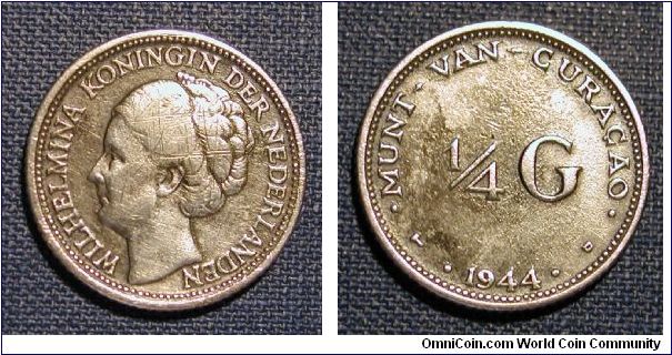 1944 Curacao 1/4 Gulden
