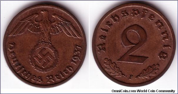 2 Reichspfennig, 1937f