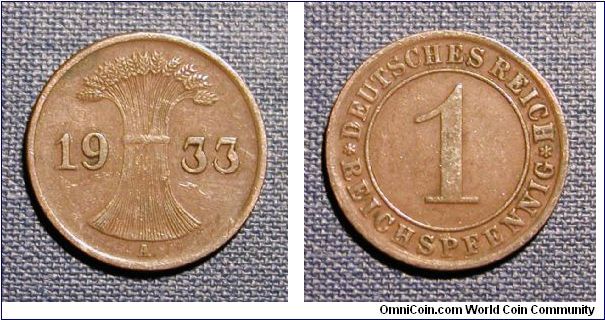 1933 Germany 1 Reichspfennig