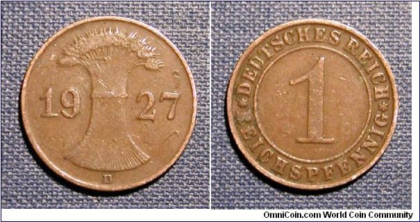 1927 Germany 1 Reichspfennig