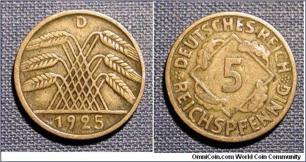 1925 Germany 5 Reichspfennig