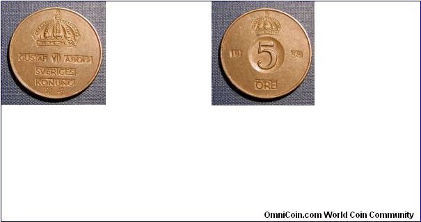 1958 Sweden 5 Ore