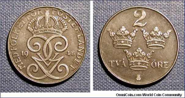 1948 Sweden 2 Ore