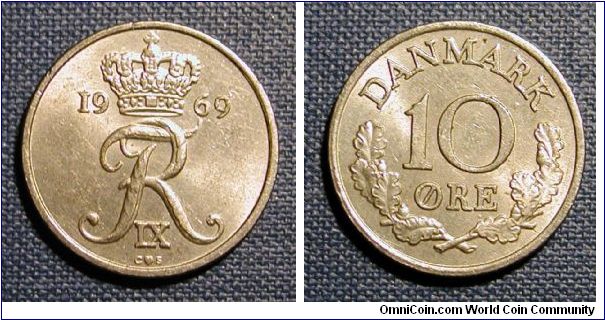 1969 Denmark 10 Ore