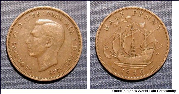 1940 Great Britain Half Penny