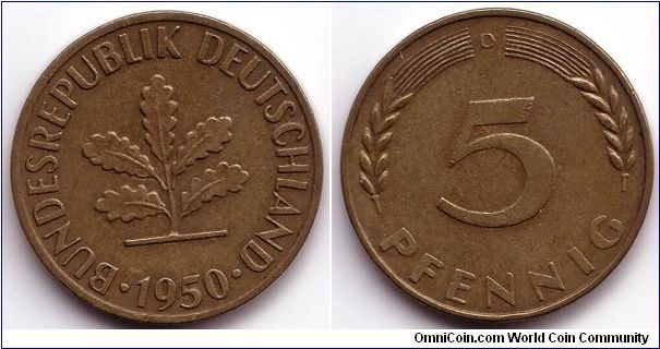 5 Pfennig, 1950, D (Monaco)