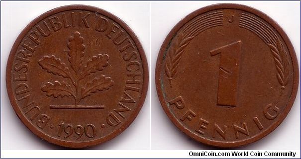 1 Pfennig, 1990, J