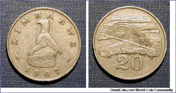 1987 Zimbabwe 20 Cents