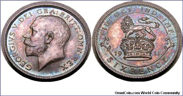 1911 Proof 6 pence