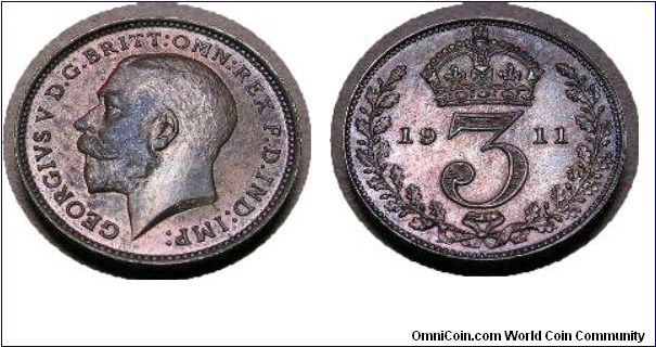 1911 Proof 3 pence