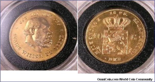 1875 Netherlands 10 gulden BU
