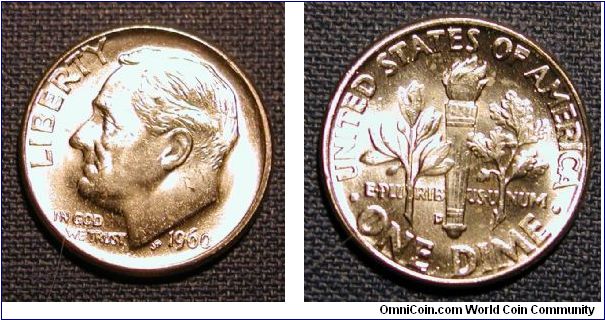1960-D Roosevelt Dime .900 Silver
