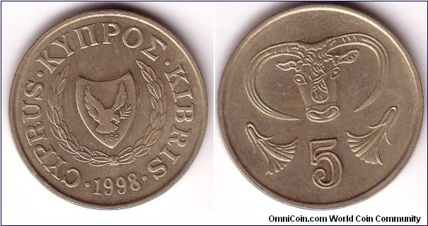 Cyprus, 5 Cents 1998