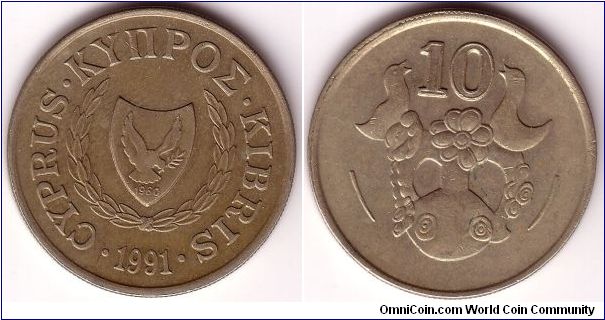 Cyprus, 10 Cents 1991