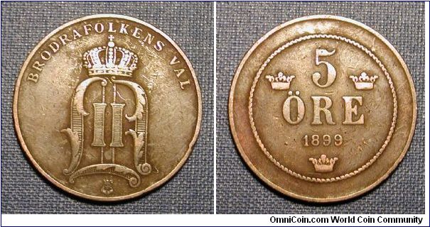 1899 Sweden 5 Ore