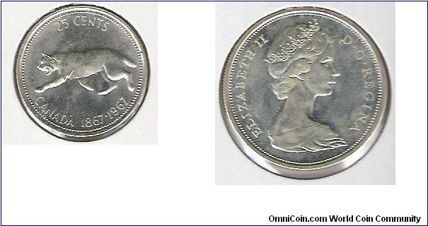 Canada 25 cents 1967