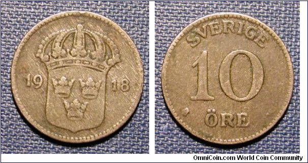 1918 Sweden 10 Ore