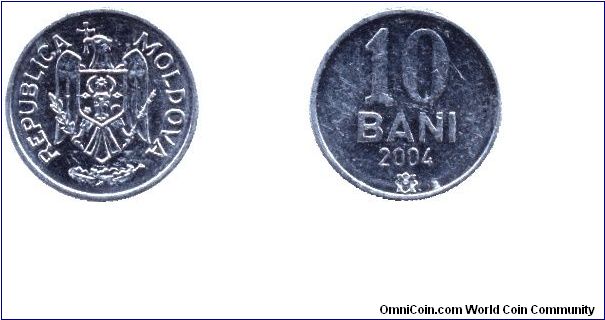 Moldova, 10 bani, 2004, Al.                                                                                                                                                                                                                                                                                                                                                                                                                                                                                         