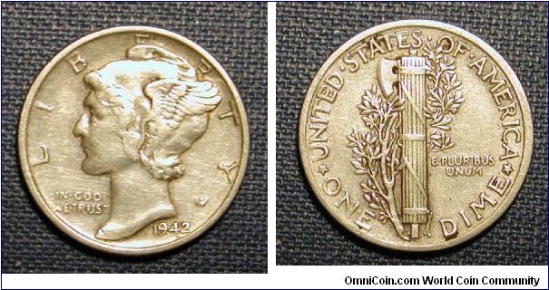 1942 Mercury Dime