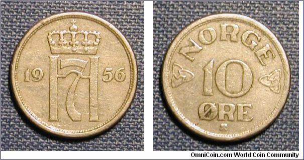 1956 Norway 10 Ore