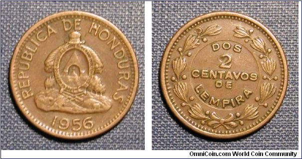 1956 Honduras 2 Centavos