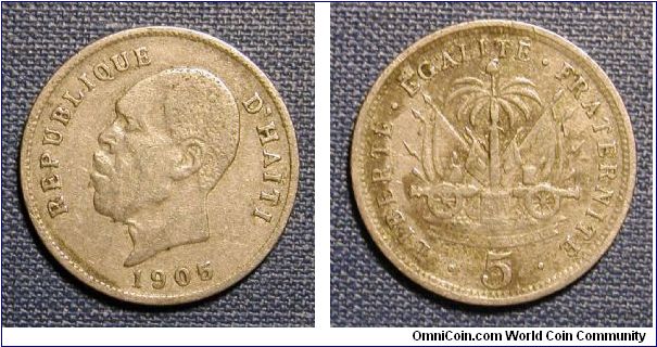 1905 Haiti 5 Centimes