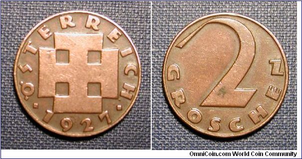 1927 Austria 2 Groschen