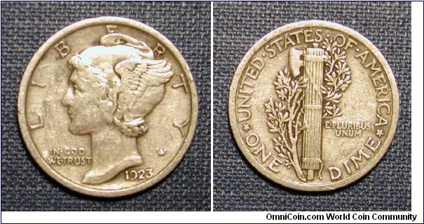 1923 Mercury Dime