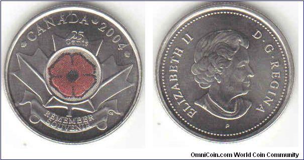 2004 Canadian poppy quarter