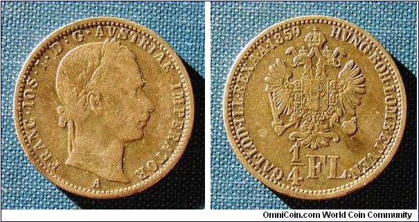 1859 Austria 1/4 Florin