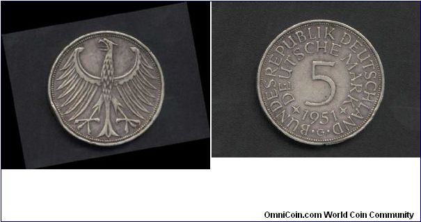 5 German MARKs issued 1951