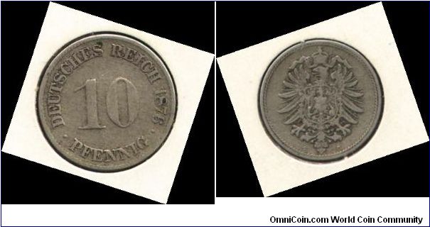 10 duetch Penning Issued 1876