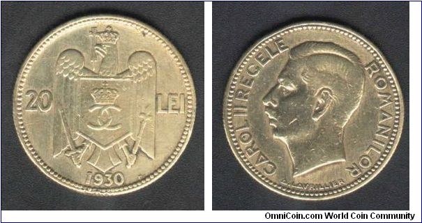 20 Lie FROM Romania Issued 1930 , From Carol II