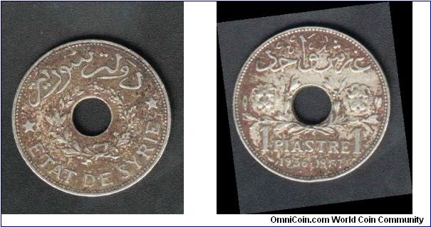 One Piastre Issued 1936 With Ahole In Mid Of Coin