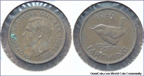 A 1949 British Farthing (One Quarter Penny)