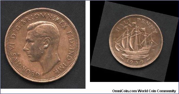 1/2 penny Issued 1939