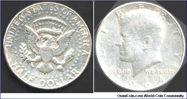 1/2 Dollar Issued 1964 faced By J.F.Kinedy
