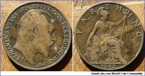 A 1902 British Farthing (One Quarter Penny) G