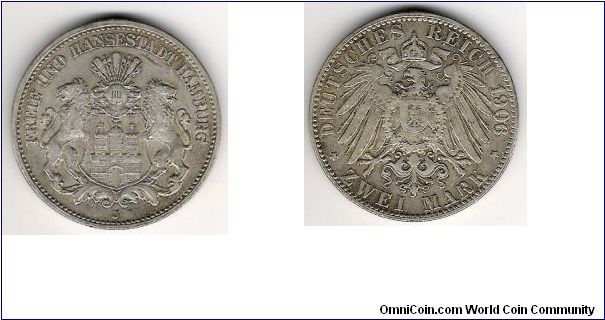Germany-Hamburg 1906J 2 mark