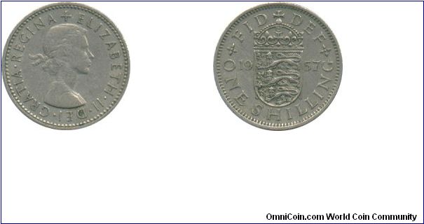 1957 Shilling - English reverse