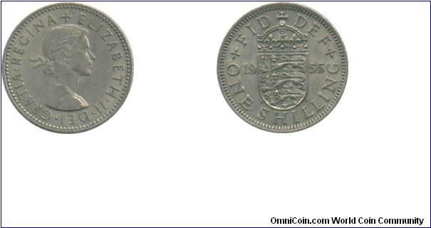 1955 Shilling - English reverse